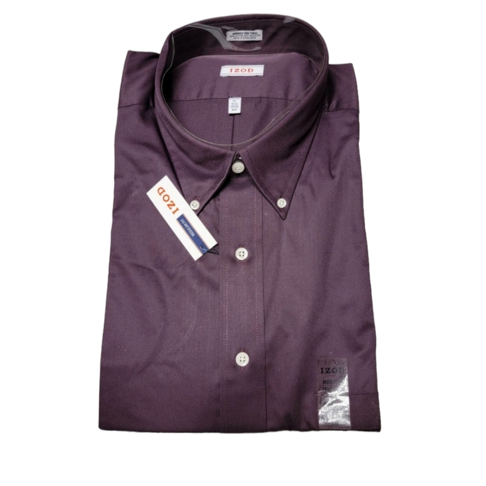 Izod Deep Purple Long Sleeve Mens Shirt - Regular Fit 18.5‎ 34/35 NWT